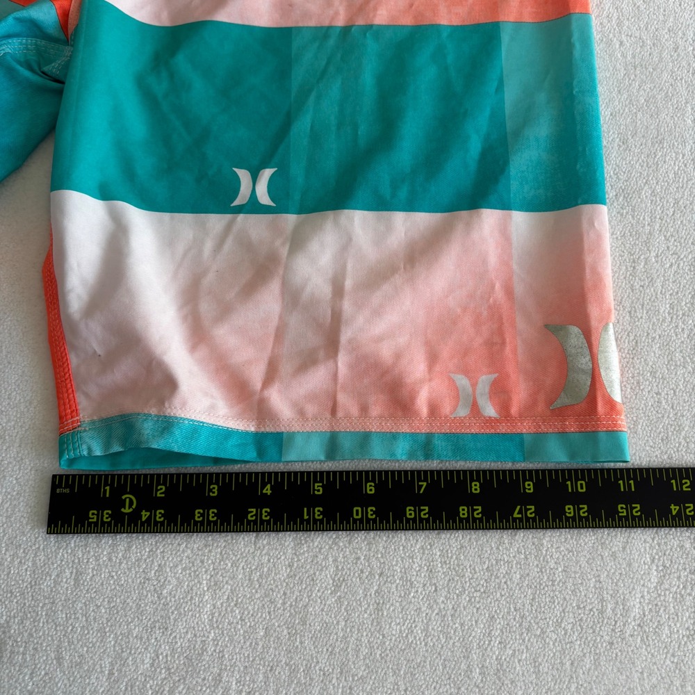 Hurley Phantom Board Shorts Mens 34 Teal Orange Checkered Buckle Exclusive 21" - Picture 6 of 7